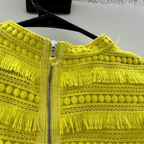 J. Crew Fringy Lace Sleeveless Sheath Dress in Bright Citron Yellow Size 2 - Picture 10 of 14